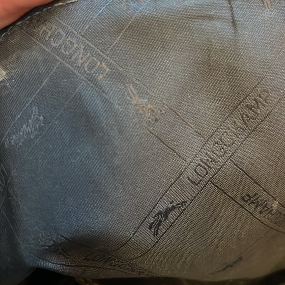 Grey all leather Longchamp shoulder bag with silver hardware - Picture 10 of 12